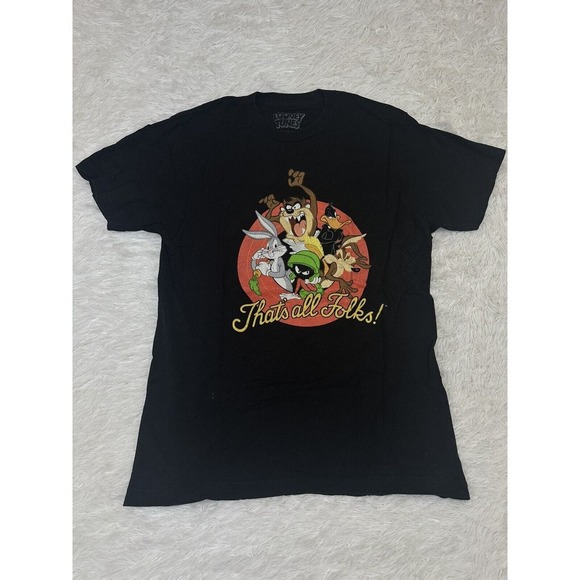 LOONEY TUNES Big Kid’s Graphic‎ Logo Tee Black Short Sleeve Size Medium - Picture 1 of 6